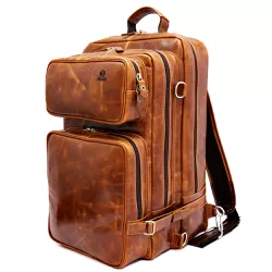 Mochila de Couro Original Top Platinum Fossel Whisky.