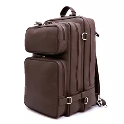 Mochila em Couro - Modelo Top Platinum Grande Café. - Top Pl... - LARGADÃO - COM VOCÊ, ONDE FOR!