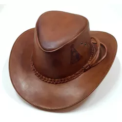 Chapéu em Couro - Detalhe em alto Relevo - Imagem Nossa Senh... - LARGADÃO - COM VOCÊ, ONDE FOR!