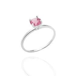 Anel Solitário Fiji Pink Prata 925 - A3434pink - LE BEAU