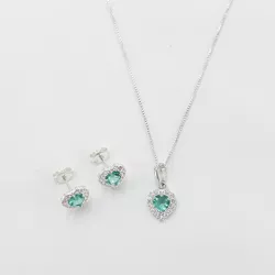 Conjunto Coração Cravejado Prata 925 - B3285C - LE BEAU