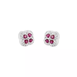 Brinco Trevo Zircônias Pink Prata 925 - B4513 - LE BEAU
