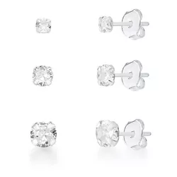 Trio Brinco Ponto de Luz Prata 925 - BTRIOZIR - LE BEAU