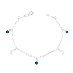 Pulseira Lua com Zircônias Safira Prata 925 - PZL... - LE BEAU