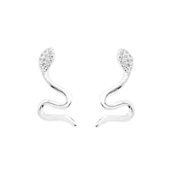 Brinco Serpente Cravejado 2,9cm Prata 925 - B4579 - LE BEAU