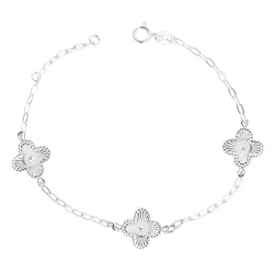 Pulseira Trevos Texturizados Triplo Prata 925 - P... - LE BEAU