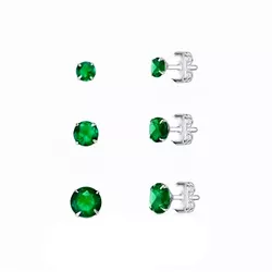 Trio Ponto de Luz Zircônia Esmeralda Prata 925 - 3... - LE BEAU