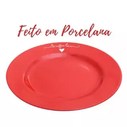 Prato Raso De Sobremesa De Porcelana Lamour Vermel... - LEDECA