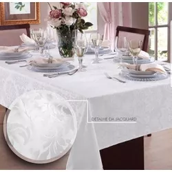 Toalha de Mesa Jacquard Adamascado Branco - 16905 - LEDECA