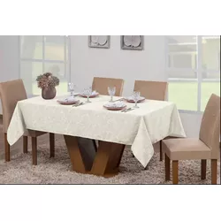 Toalha de Mesa Jacquard Adamascado Areia - 16696 - LEDECA