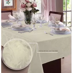 Toalha de Mesa Jacquard Adamascado Marfim - 16901 - LEDECA