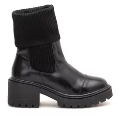 Bota Coturno Feminino Cano Alto Meia Salto Médio P... - LeRUCHEL