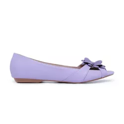 Sapatilha Charlot PeepToe Flor Lilás - 53003 Horte... - LeRUCHEL
