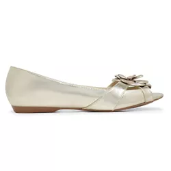 Sapatilha Charlot PeepToe Flor Ouro - 53003 Ouro L... - LeRUCHEL