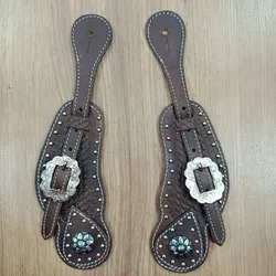 Correia de Espora em Couro Bordado c/ Margarida Sport Equine 6296
