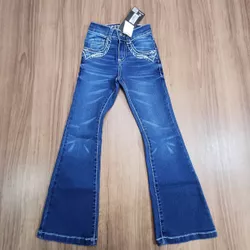 Calça Jeans Juvenil Feminina American Country Boots Cut Bordada 