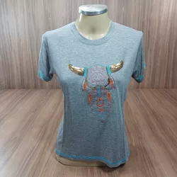 Camiseta Feminina Life Western cinza 7933 - 7933 - LETÍCIA COUNTRY IMPORT'S