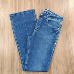 Calça Jeans Juvenil Feminina American Country Boots Cut Bordada 