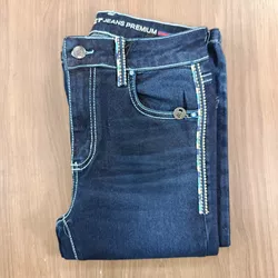 Calça Jeans Juvenil Feminina American Country Boots Cut Bordada 