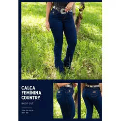 Calça Jeans Feminina American Country Boots Cut Bordada