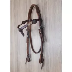  Cabeçada Testeira de Couro com Afogador Sport Equine