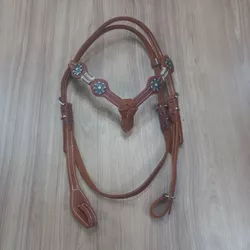  Cabeçada Testeira de Couro com Afogador Sport Equine