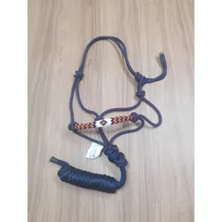 Cabresto com Missanga para Cavalo Nylon Azul Marinho 7 nós c/ Cabo Boots Horse