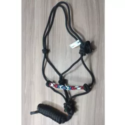 Cabresto com Missanga para Cavalo Nylon Preto 7 nós c/ Cabo Boots Horse 