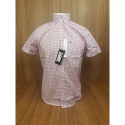 Camisa Tuff Xadrez Branco C/ Rosa Manga Curta 6811... - LETÍCIA COUNTRY IMPORT'S