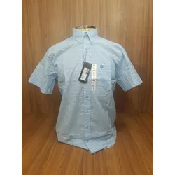Camisa Tuff Xadrez Branco C/ Azul Manga Curta 6816... - LETÍCIA COUNTRY IMPORT'S