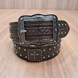 Cinto Master Cruz Trabalhado em Couro 7545 - 7545 - LETÍCIA COUNTRY IMPORT'S