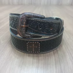 Cinto Master Cruz Trabalhado em Couro 7550 - 7550 - LETÍCIA COUNTRY IMPORT'S