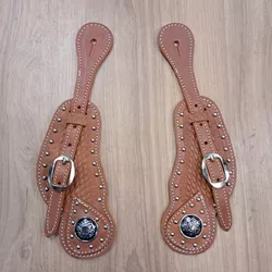 Correia de Espora em Couro Bordado c/ Margarida Sport Equine 6295