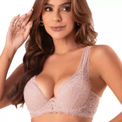 30637 - Conjunto Push up. Calcinha fio - Nude - Duzani