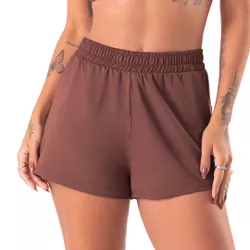 30589 - Short fitness duplo - Marrom - Duzani
