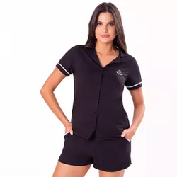 30643 - Pijama verão alfaiataria. - Preto - Duzani