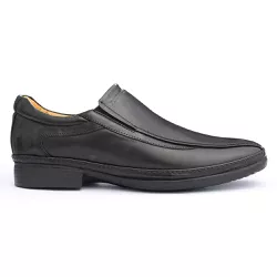 Social Masculino Duo Comfort Francajel Preto em Couro - 10821 - LOJA FRANCAJEL