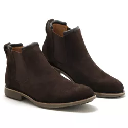 Botina Masculina Chelsea Vicent Camurça Café - Look Stock