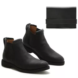 Botina Masculina Chelsea Vinci Preto Fosco + Carte... - Look Stock