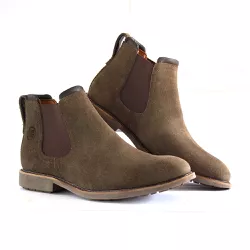 Botina Masculina Chelsea Vicent Camurça Oliva - Look Stock
