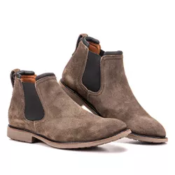 Botina Masculina Chelsea Vicent Camurça Cinza - Look Stock