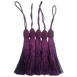 Kit 5 Pingente Tassel 9cm Roxo Com Detalhe em Dour... - MERART