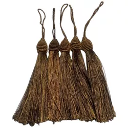 Kit 5 Pingente Tassel 9cm Marrom Com Detalhe em Do... - MERART