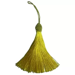 Pingente Tassel 9cm Amarelo Com Detalhe em Dourado... - MERART