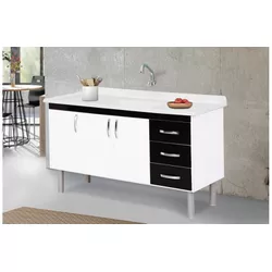 Gabinete de Cozinha Tóquio Preto 144,2 cm - A. J. ... - Rede Construir Milmart