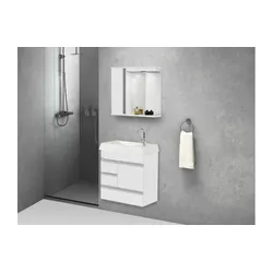 Kit Gabinete Banheiro Napole Suspenso 59,5 Text Br... - Rede Construir Milmart