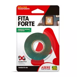 Fita Forte Dupla Face Transparente 12 mm x 2m Ader - Monza Tintas