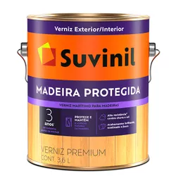 Verniz Natural Madeira Protegida Brilhante 3,6L Su... - Monza Tintas