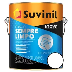 Tinta Acrílica Sempre Limpo Fosco Branco Neve Suvi... - Monza Tintas