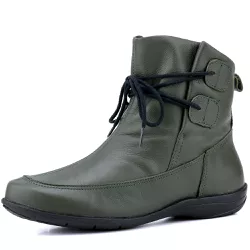 Bota Rasteira De Couro Cano Curto Verde Militar - ... - Mr. Gutt